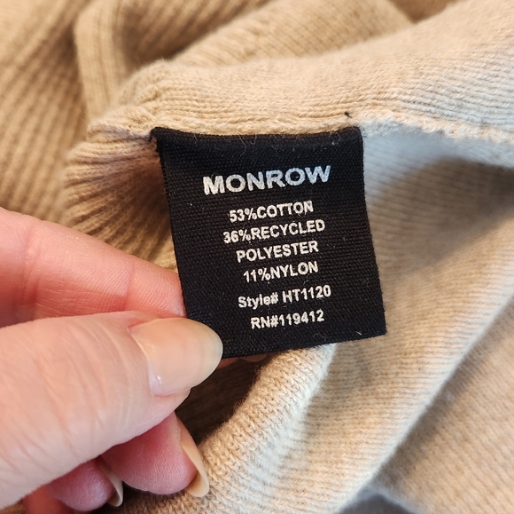 NEW Monrow Rib Long Sleeve Henley Sweater in Ash Size Large - Picture 8 of 10